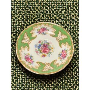 Royal Grafton England 1950s Academy Green Floral Replacement Orphan Saucer, 5.5”